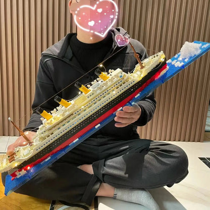 KNEW BUILT Titanic 3D Plastic Model Ship Building Blocks for Adults Micro Mini Bricks Toys Kits Assemble Cruise Boat Kids Gift