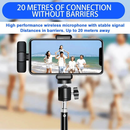 Mini Lavalier Microphone Portable Live Streaming Shooting Interview Mini Wireless Microphone with Clip for Video Recording