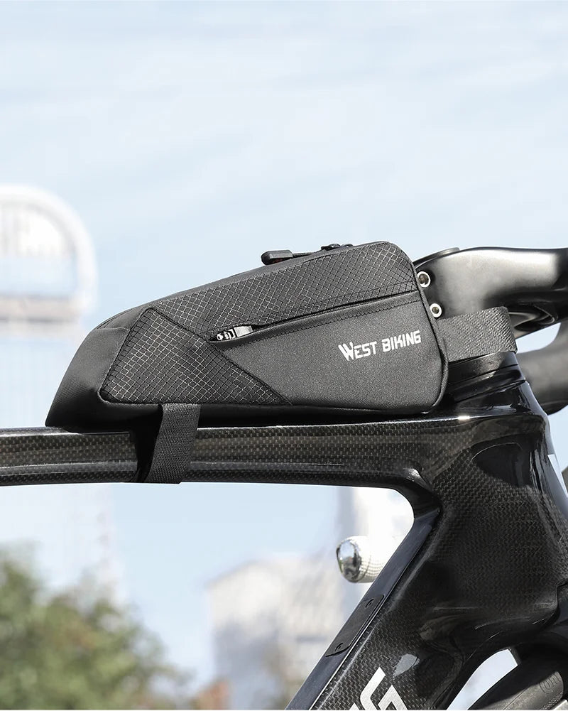 WEST BIKING Bicycle Top Tube Bag 1.2L Portable Bike Front Frame Bag 3D Stereo Cycling Tool Bag MTB Road Bike Accessories