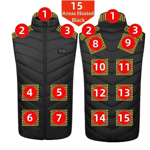 USB Heated Vest Winter Warm Hiking Heated Jacket Vest Outdoor Sports Men Ski Warming Heating Thermal Clothing