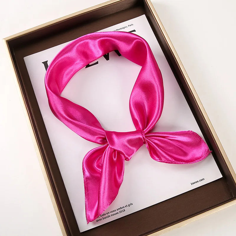 New Solid 60x60cm Square Scarf Single Imitation Silk Bright Light And Satin Performance Scarves Party Gift