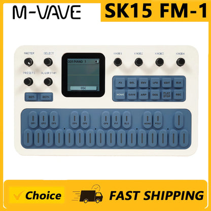 M-VAVE（SK15）FM-1 Synthesizer, Portable Handheld Sound Source, 128 Presets, Built-in Speaker, Battery Powered