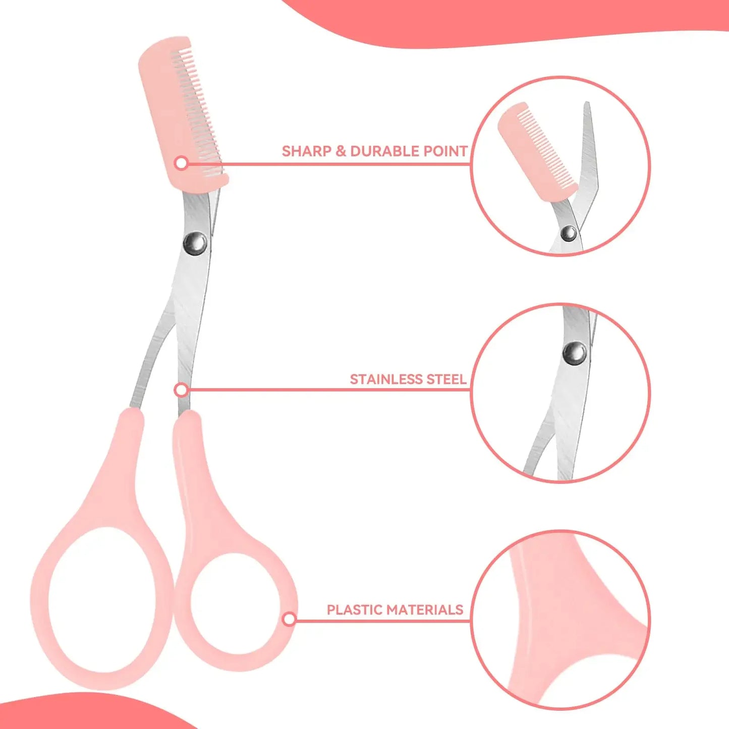 1pcs Eyebrow Trimmer,Stainless Steel Eyebrow Scissors With Comb,Eyebrow Trimming Scissors Hair Removal Beauty Tools for women
