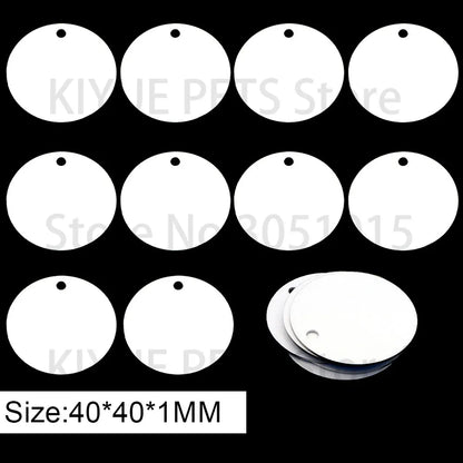 20Pcs Wholesale Personalized Pet ID Nameplate  Heat Transfer Aluminum Blank Hang Tag Customized Key Ring Accessories Pendant