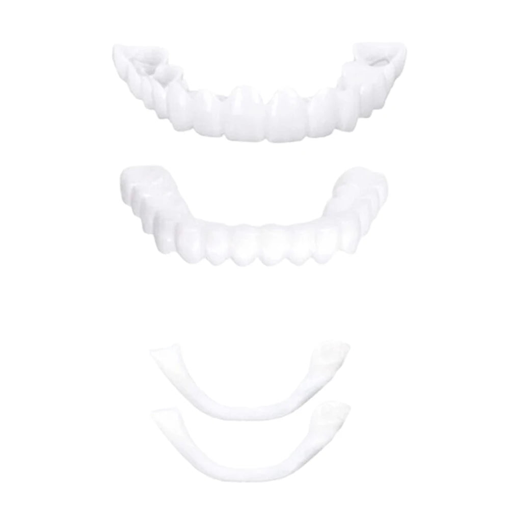 2 Pairs Silicone Denture Set Fit Temporary Orthodontic Teeth Dentures Fake Tooth Oral Hygiene Care Whitening Dentures Simulation