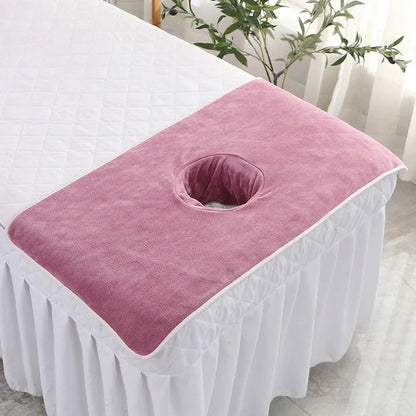 40*80cm Thickened Beauty SPA Massage Table Planking Face Towel With Hole Bed Bandana