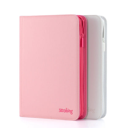 Premium Zipper 4/9/12 Pocket PU Card Binder - Aesthetic Pink & White Album for Pokemon Cards, Game Collection & Fan Photos