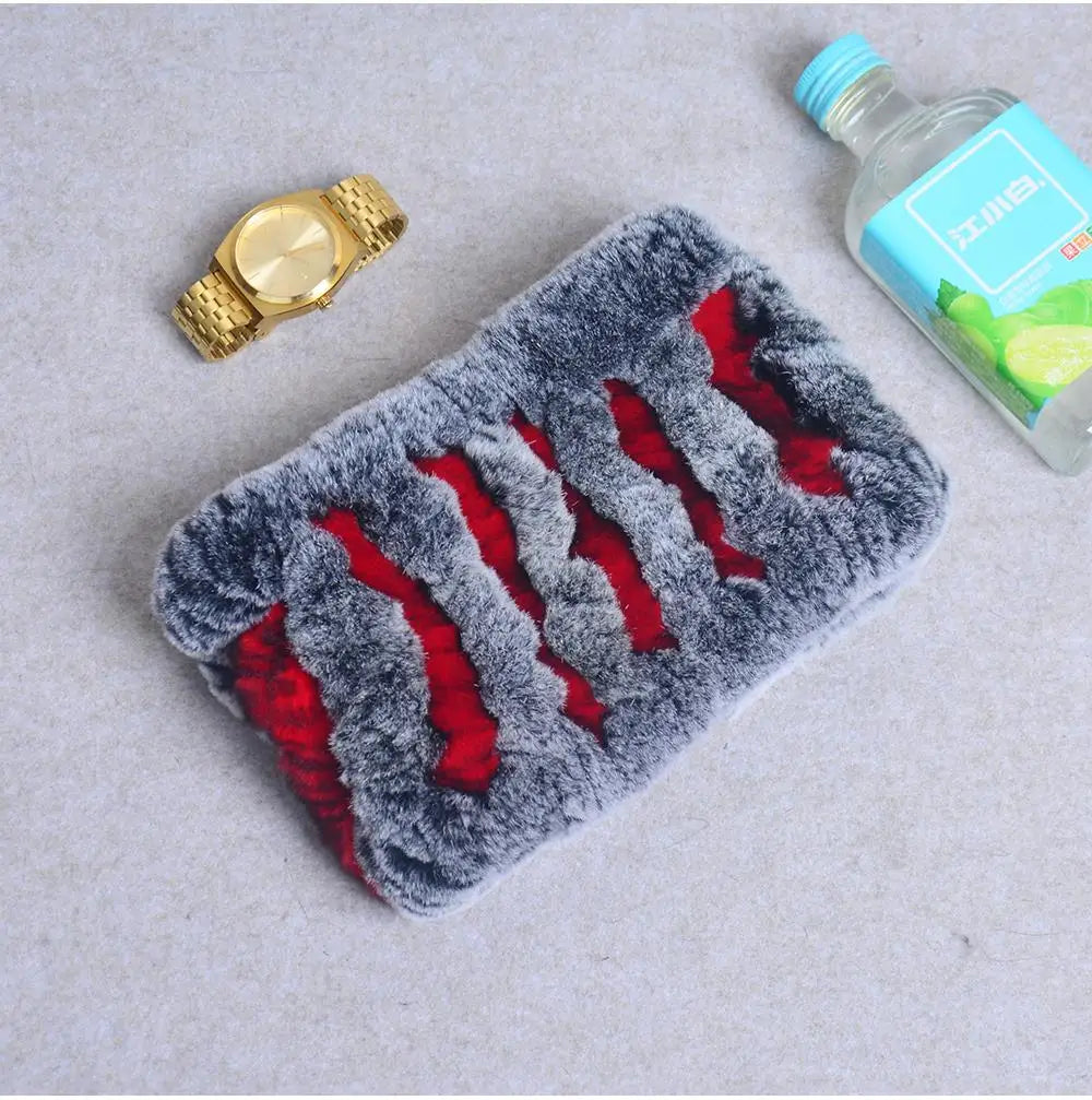 Women Handmade Stretch 100% Real Rabbit Fur Scarf Knit Genuine Rex Rabbit Fur Headbands Girls Natural Rabbit Fur Ring Scarves