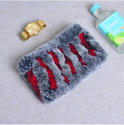 Women Handmade Stretch 100% Real Rabbit Fur Scarf Knit Genuine Rex Rabbit Fur Headbands Girls Natural Rabbit Fur Ring Scarves