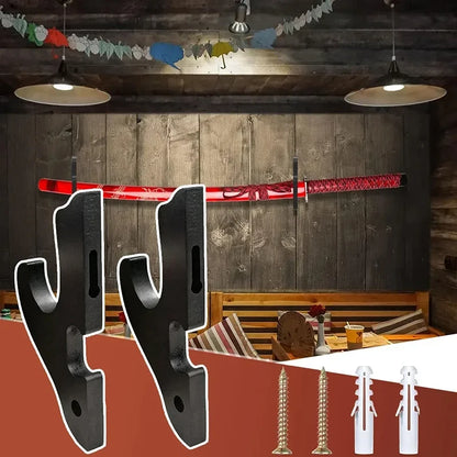 1set Adjustable Display Rack Wall Mount Wooden Sword Stand Holder Hook Hanger Knife Cosplay Wand Sword For Samurai Rack