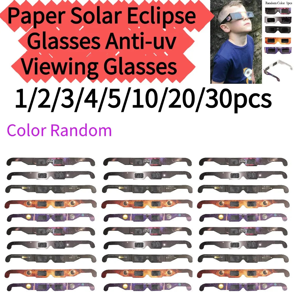 Wholesale 30pcs CE/ISO Certified Paper Solar Eclipse Glasses Safe For Direct Sun Viewing Observe Total Eclipses Partial Eclipse