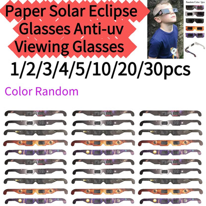 Wholesale 30pcs CE/ISO Certified Paper Solar Eclipse Glasses Safe For Direct Sun Viewing Observe Total Eclipses Partial Eclipse
