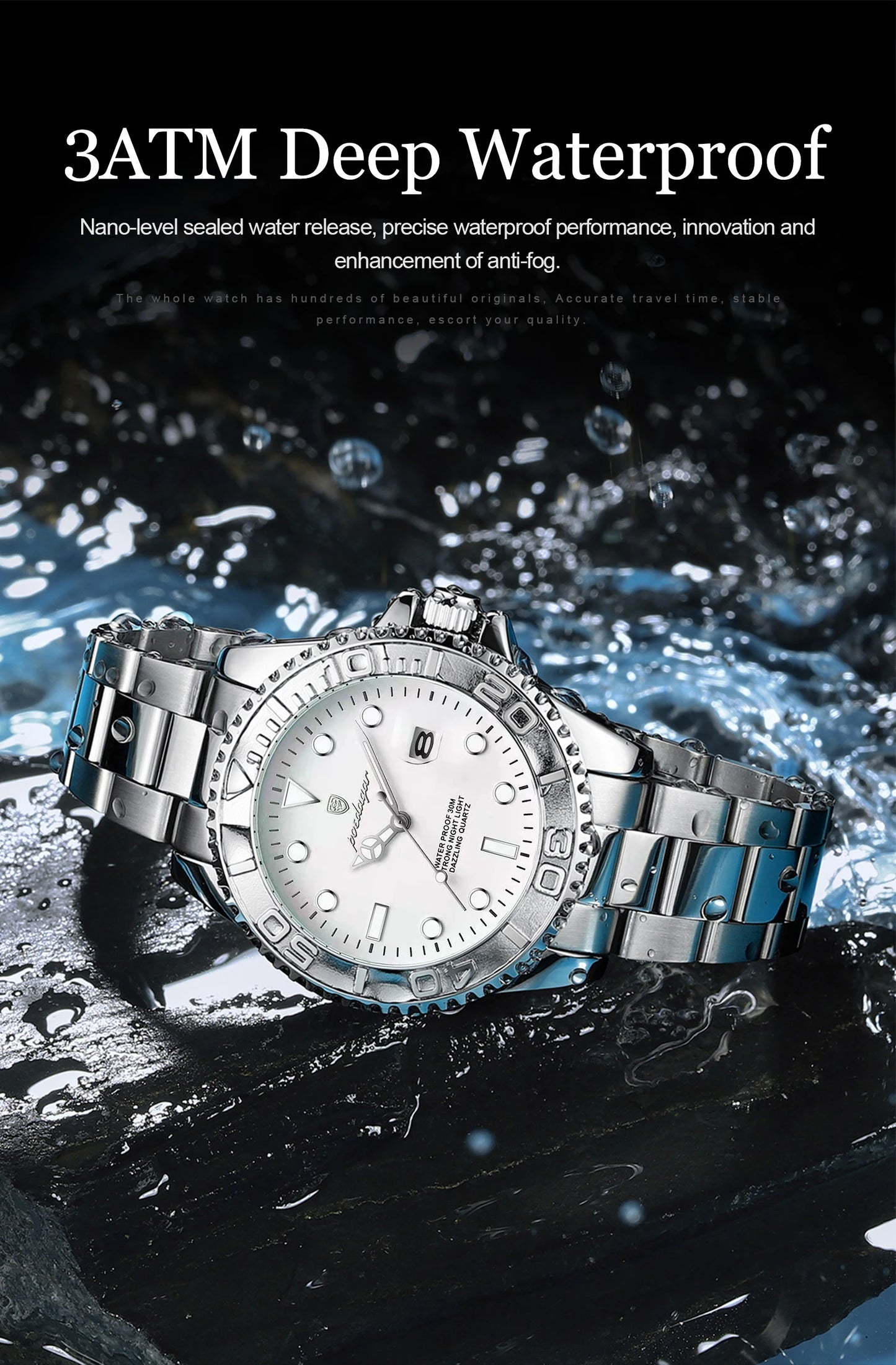 POEDAGAR Casual Fashion Man Wristwatch Waterproof Luminous Date Exquisite Men Watch Stainless Steel Classic Men's Quartz Watches