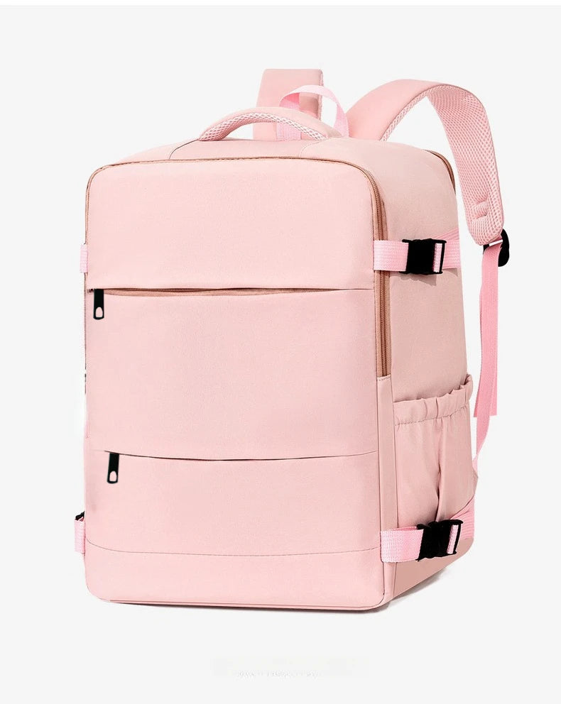 Lightweight Large Travel Backpack, Solid Color Minimalist Multifunctional Student School Bag