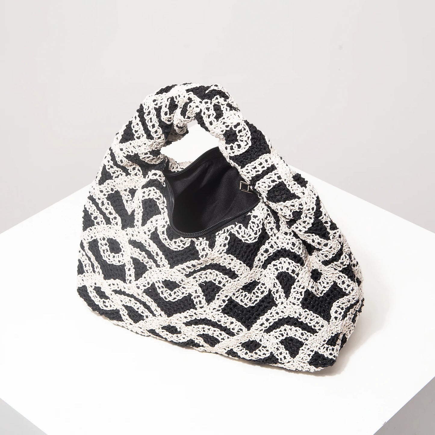Pattern Hollow Woven Handbag，Bohemia Beach Bags for Women，Crochet Set，Beach Accessories Women，Travel Must Haves（Random Pattern）