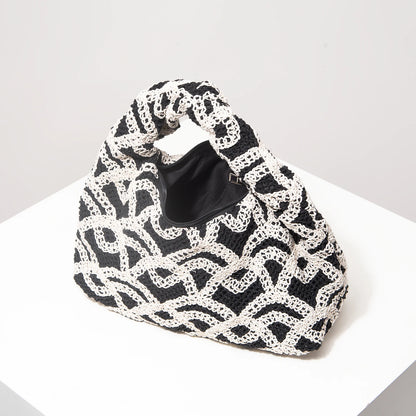 Pattern Hollow Woven Handbag，Bohemia Beach Bags for Women，Crochet Set，Beach Accessories Women，Travel Must Haves（Random Pattern）