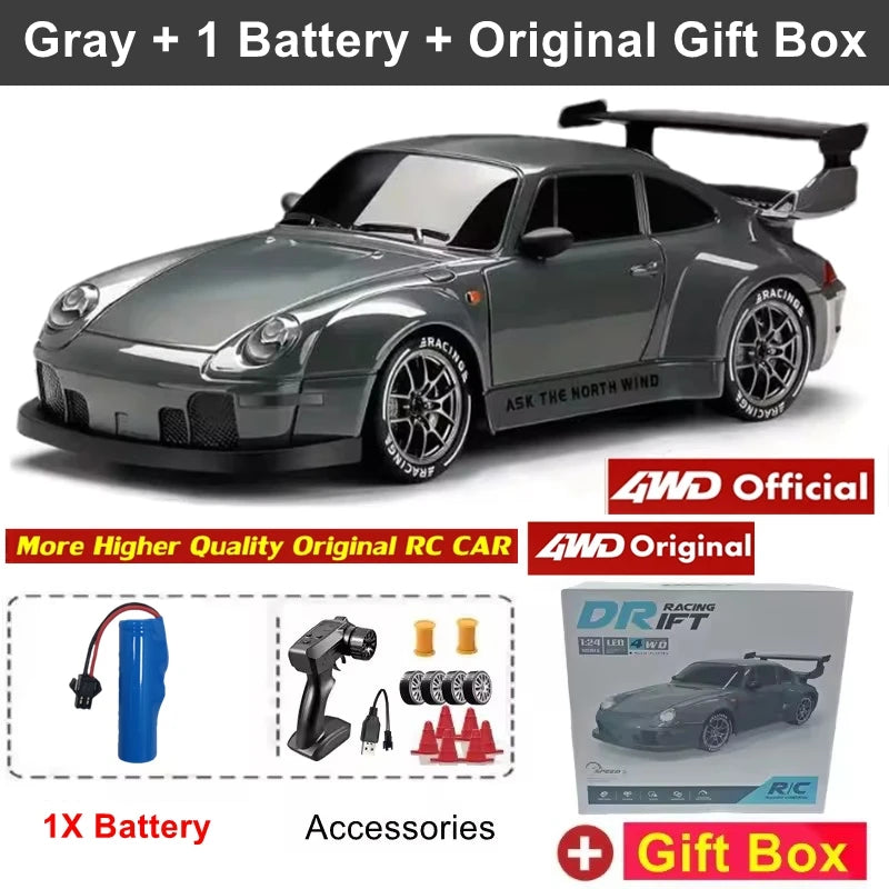 4WD Remote Control Drift Car Full Size 1:24 Mini Remote Control Racing Car Model 2.4G Radio High Speed 4X4 RC Car Vehicle Toy