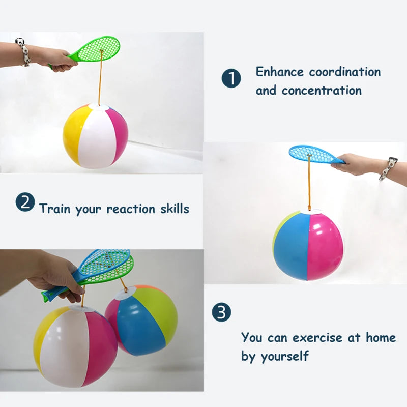 1 Set Kids Bouncing Ball Toy Colorful Inflatable Balloons Reaction Training Interactive Outdoor Sport Toys Fun Stress Relief Gift