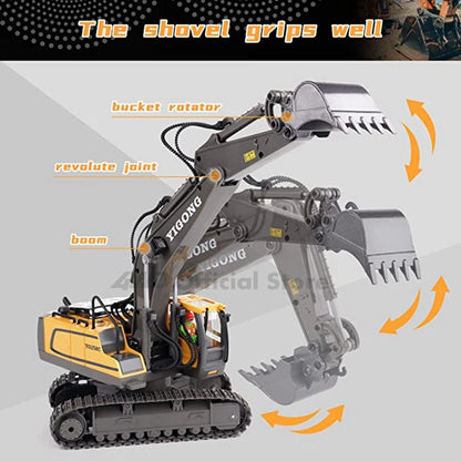 4WD Remote Control Excavator 4x4 Alloy Dump Truck Bulldozer Radio Model RC Car Construction Vehicle with Lights Sound Toy Gift