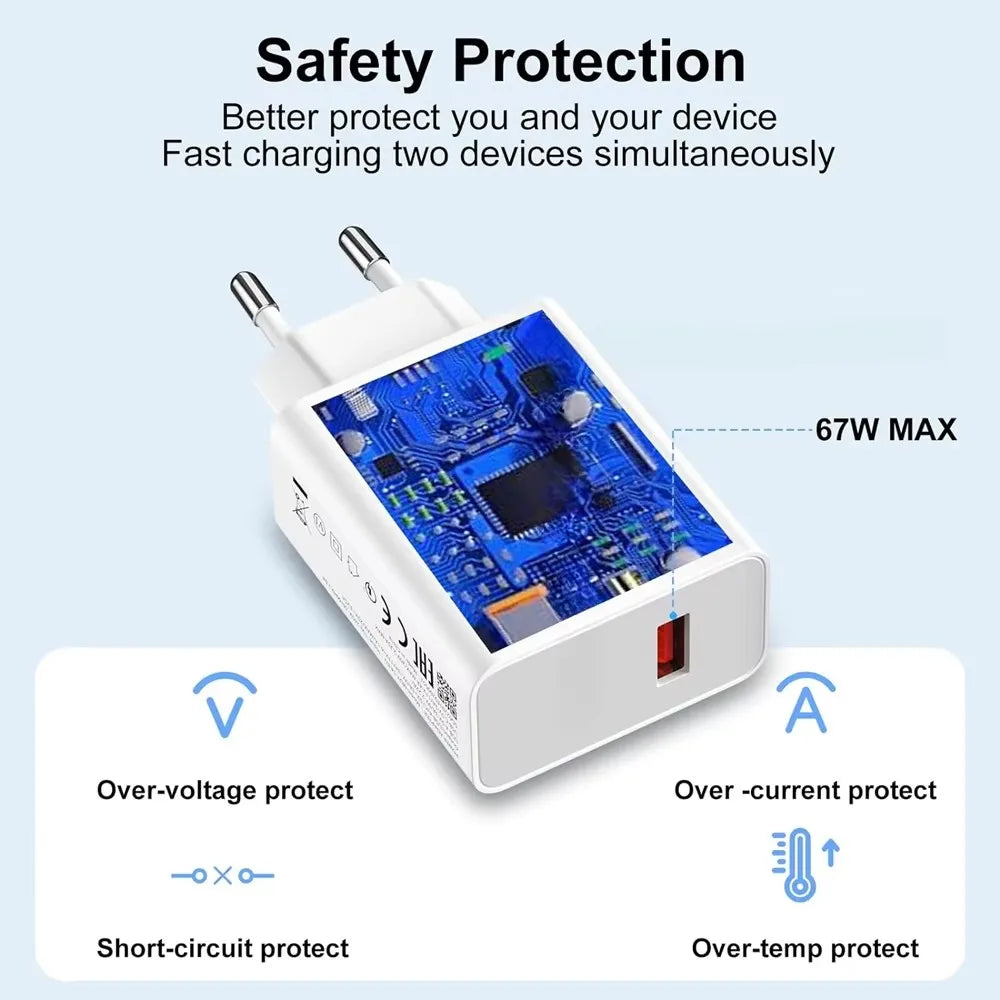 6A 67W Ultra Fast Charger For Xiaomi 11 12 Lite 13T 14T 15 17 Redmi Note 10 11T 12 13 14 POCO X3 X4 X5 Type C USB Charging Cable