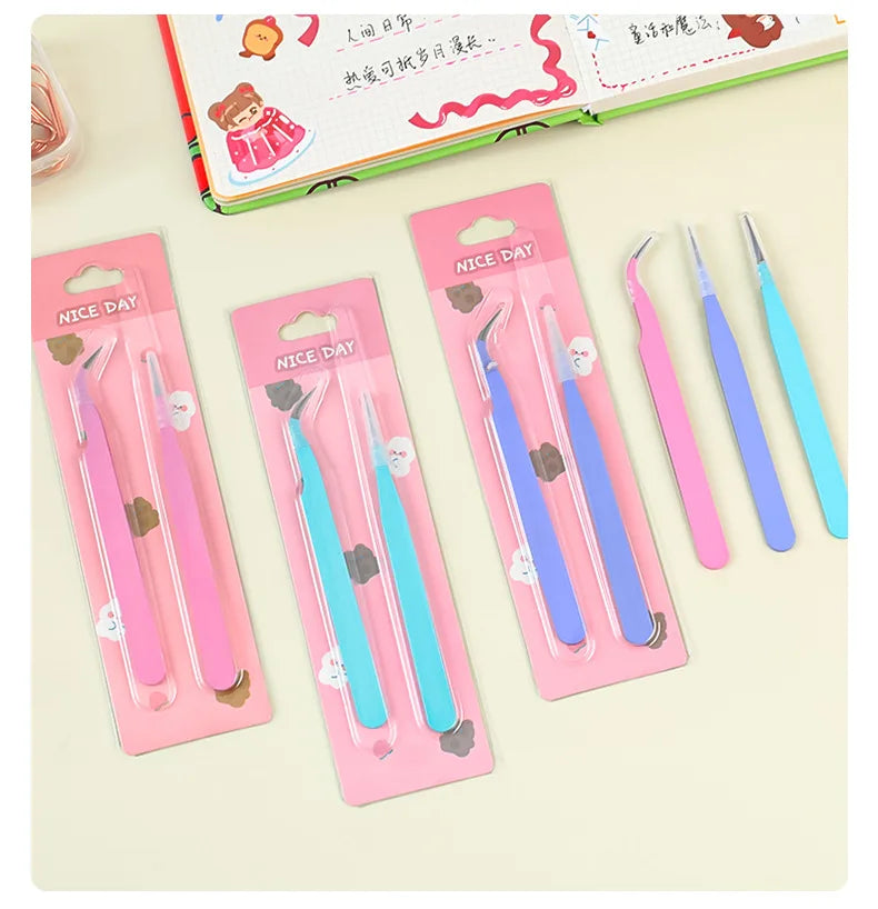 2pcs Tweezers Creative Macaroon Color Clip for DIY Decroative Journal Diary Scrapbook Sticker Tool Back To School Student Supply