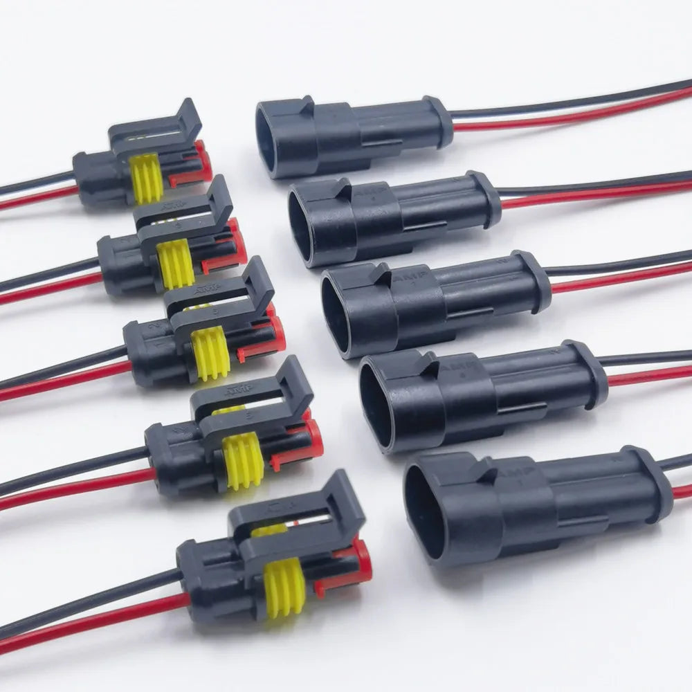 1/2/3/4 Pin Waterproof Connector, Electrical Terminal Quick Connector, 10Pcs/ 5Sets, With Wire, Suitable For Cars, Ships, Etc.