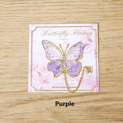 Mini Cute Butterfly Metal Bookmark With Chain And Gold Foil Design, Butterfly Book Page Holder, Vintage Bookmark To Aid Reading