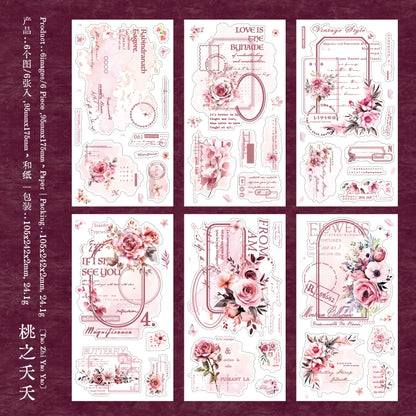 Journal GO 6pcs Flower Shadow Decorative Sticker Fresh Plant Flowers Collage Scrapbooking Label Diy Diary Journal Planner Label