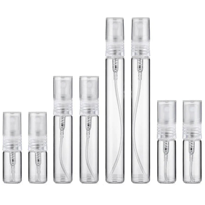 8PCS 10ml 5ml 3ml 2ml Refillable Mini Portable Perfume Bottle Empty Transparent Glass Sample Perfume Spray Bottle for Travel