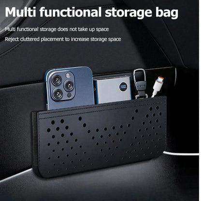 Car Storage Bag Car Put Cell Phone Bag Stick-on Multifunctional Mesh Pocket Storage Hanging Bag Car Storage Box Car Accessories
