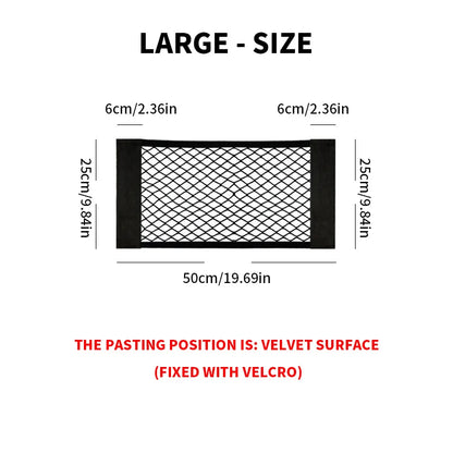 Car Storage Net Stretchable Mesh Pocket Net Magic Elastic Sticker Universal Rear Mesh Trunk Seat Bag Pocket Cage Auto Organizer