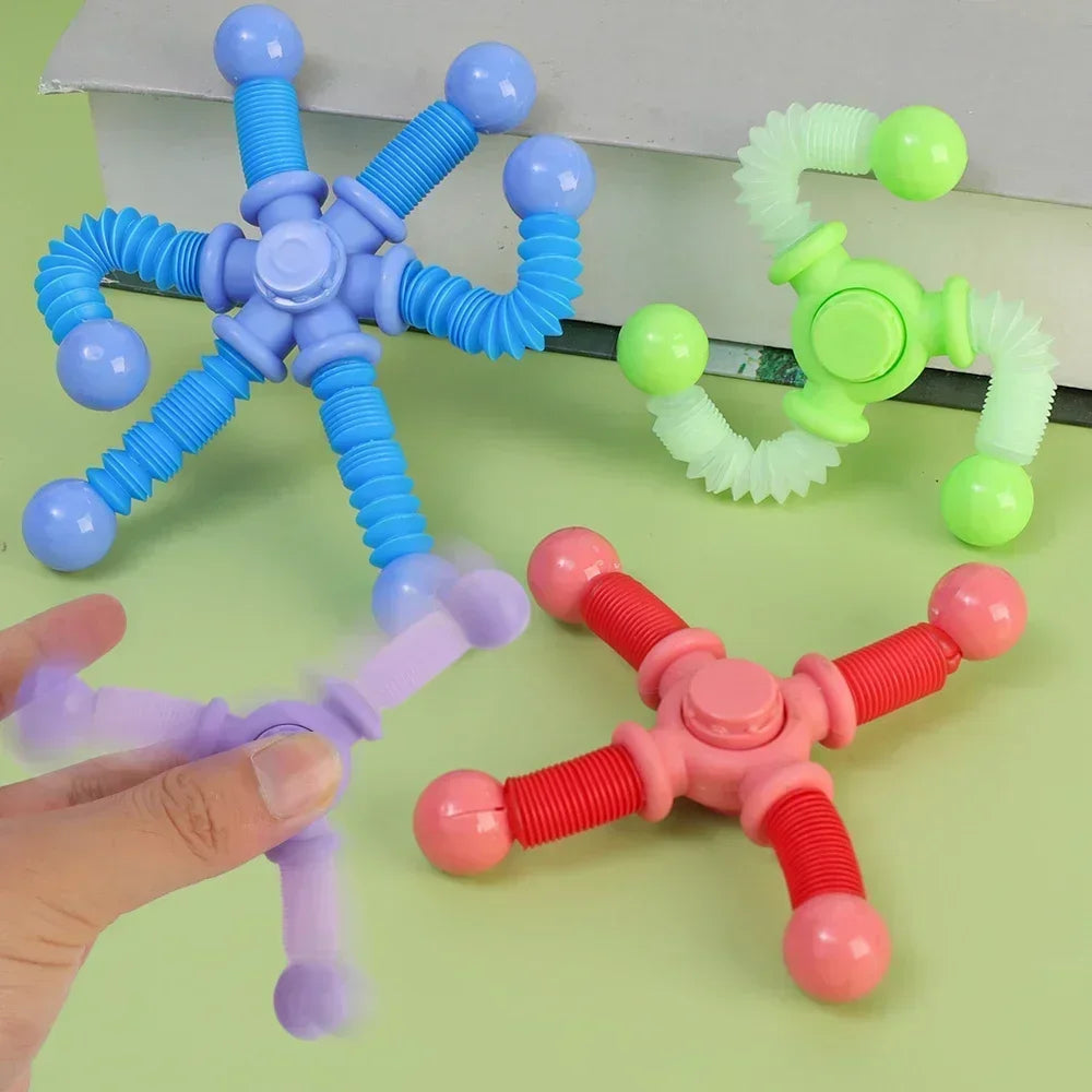 1pcs Fidget Spinner Toys Pop Tube Sensory Toys Suction Cup Games Plastic Transformable Stress Relief Adult Gifts