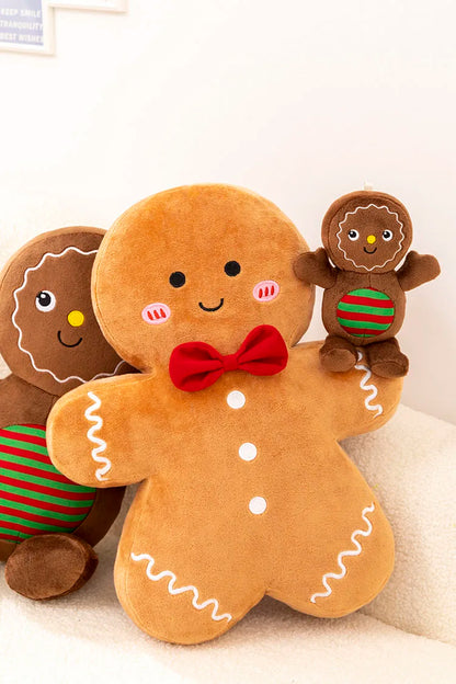Adorable Ginger Bread Plush Toy Stuffed Caramel Chocolate Gingerbread Man Cushion Christmas Tree House Bow Ring Decor Xmas Deer