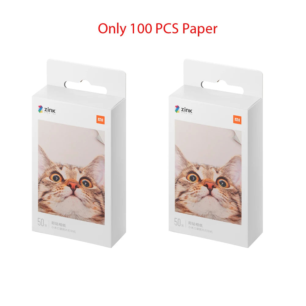 Original 100% Xiaomi ZINK Pocket Printer Paper Self-adhesive Photo Print 50pcs Sheets Xiaomi 3-inch Mini Pocket Photo Printer CN