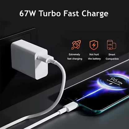 6A 67W Ultra Fast Charger For Xiaomi 11 12 Lite 13T 14T 15 17 Redmi Note 10 11T 12 13 14 POCO X3 X4 X5 Type C USB Charging Cable