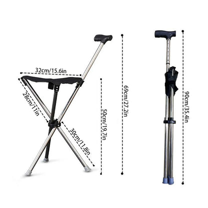 Foldable Cane Easy To Carry Seat Portable Stool Folding Chair Non Slip Handle Super Light Walking Stick For Outdoor Walking