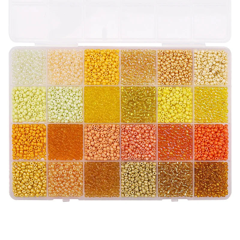 24 Grid 3mm Premium Glass Rice Beads Set 5200pcs Tiny Seed Beads Box Kit for Bracelet Necklaces Jewelry Making DIY Craft Beading
