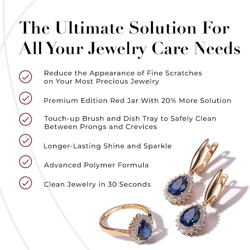 Jewelry Cleaning Liquid, Restore Luster, Remove Tarnish/Oil, Safe for Gold Silver Platinum & Diamonds, Rings/Necklaces/Earrings