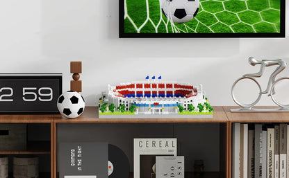 Knew Built Madrid Soccer Stadium with Soccer Ball Micro Blocks, Building Toys, Experience the Joy of Footballive, Good Deco Gift