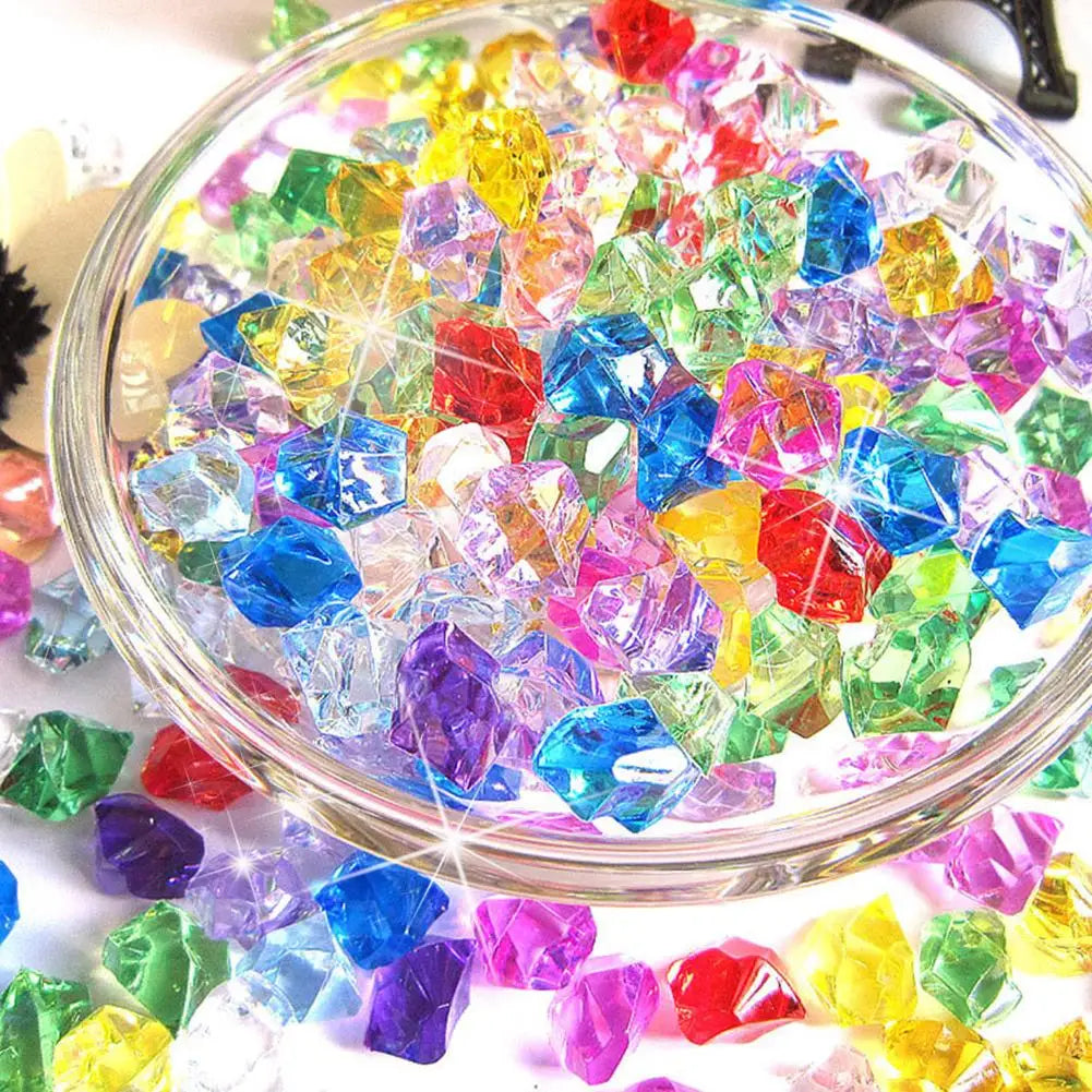100PCS Plastic Gems Ice Grains Colorful Stones Children Jewels Acrylic Jewels Ice Counter Crystal Diamonds DIY Crafts Beads Toy