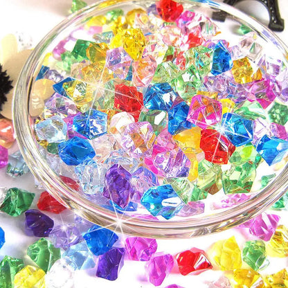 100PCS Plastic Gems Ice Grains Colorful Stones Children Jewels Acrylic Jewels Ice Counter Crystal Diamonds DIY Crafts Beads Toy