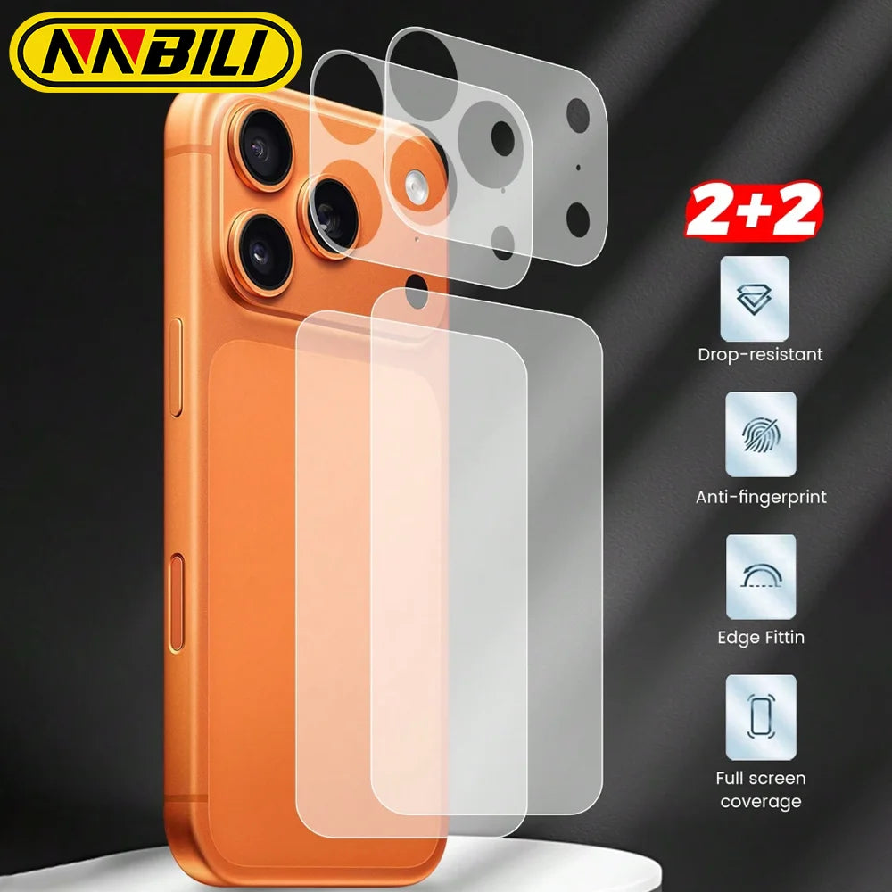 NNBILI 2pcs/Set Matte Base Lens Film + Matte PET Back Film For IPhone 17 Pro Max/17 Pro/17 Phone Accessories Minimalist Design