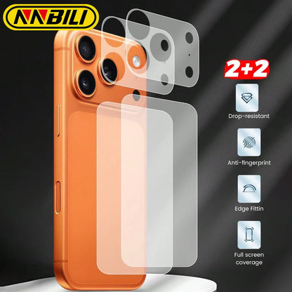 NNBILI 2pcs/Set Matte Base Lens Film + Matte PET Back Film For IPhone 17 Pro Max/17 Pro/17 Phone Accessories Minimalist Design