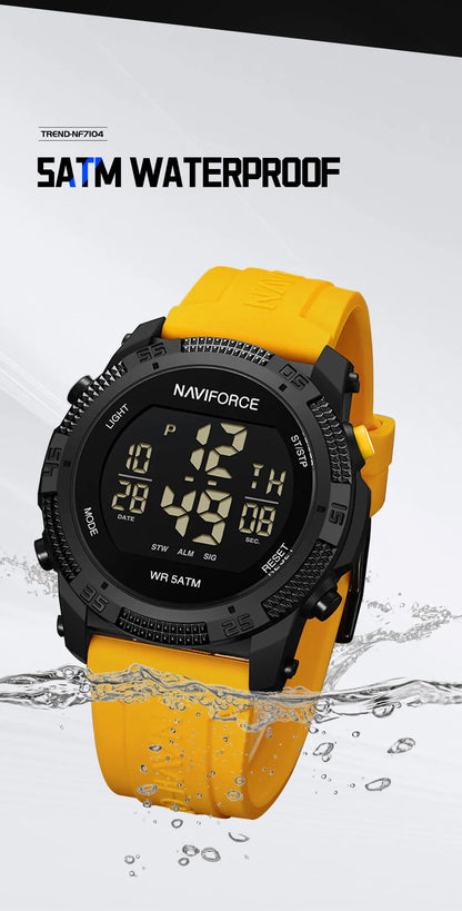 NAVIFORCE Brand Original Men Fashion Watch Water Resistant Personality Wristwatches Luxury Silicone Strap Electronic Clock 2024