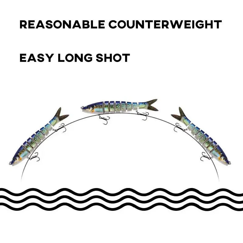 8 Segment Swimbait Fishing Lure 3pcs Set 135mm 19g Multi Jointed Slow Sinking Bionic 3D Eyes Fishing Bait Tool Fishing Tackles