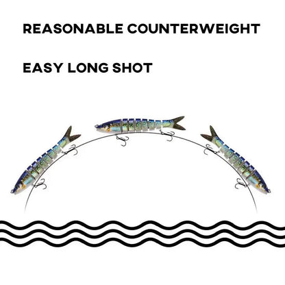 8 Segment Swimbait Fishing Lure 3pcs Set 135mm 19g Multi Jointed Slow Sinking Bionic 3D Eyes Fishing Bait Tool Fishing Tackles