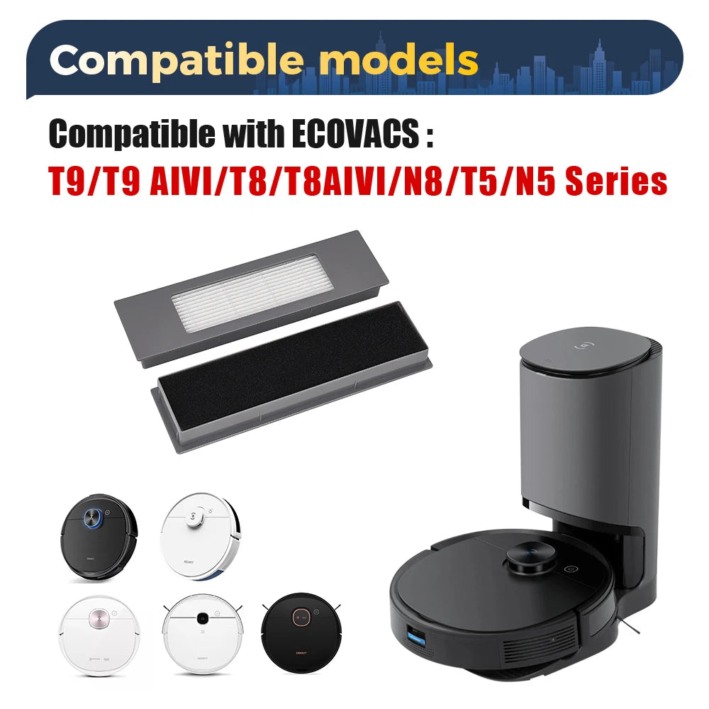 Accessories For ECOVACS Deebot T8 AIVI N8 Pro AIVI N9 N10 N10 Plus Side Brush,Main Brush,  Filter, Dust Bag,Hepa Filter