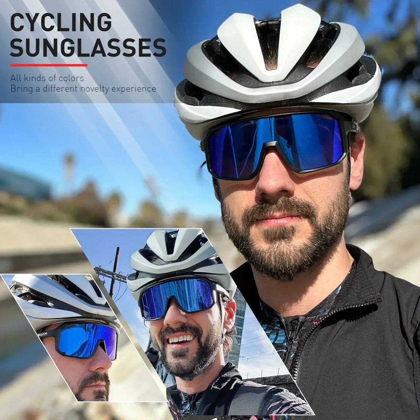 SCVCN New Sports Men UV400 Cycling Glasses Bike Sunglasses Outdoor Eyewear  MTB Bicycle Women Riding Hiking Goggles