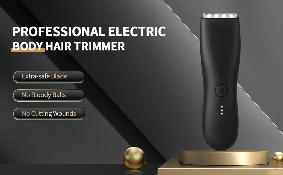 [IPX6] Men's Groin/Body Trimmer w/ SkinSafe - Foil Blades & Precision, Rechargeable Ball Shaver for Sensitive Skin