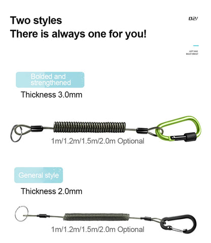 Durable Anti-Lost Lanyard 1/1.2/1.5/2.0m Telescopic Elastic Retention Rope Safety Spring Lanyard Rope Key Ring Chain Accessories